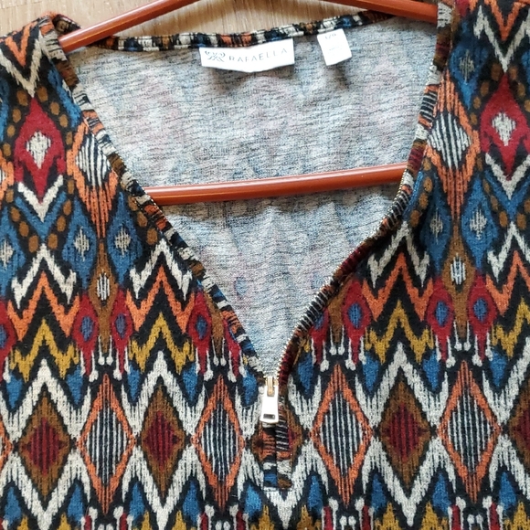 Multicolor Geometric Rafaella Pattern Women's Top - Picture 3 of 6